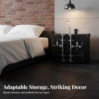 Shipping Container Nightstand Retro Design Accent Storage Cabinet adaptable Use