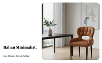 Curved Spine Supportrest Dining Chair Italian Aesthetic Upholstered Seat Minimalist Design Anti-Slip Foot Pads for Hotel