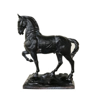Rearing Horse Statue Retro Horse Figurine Carved Ornament for Entryway, Study