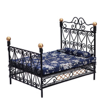 Miniature Dollhouse Bed Wrought Iron Dollhouse Bed Ornate for Room Vignette
