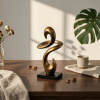 Geometric Sculpture Gold Tabletop Sculpture Brushed Decorative Ornament for Living Room, Office, Hotel Reception Area