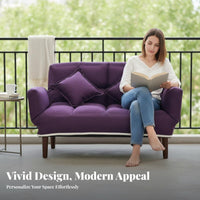 Armless Two-Seater Floor Sofa Removable and cleanable Cover Armless 2-Seater Settee inviting Feel dense Sponge Filling