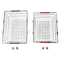 Supermarket Shopping Basket Metal Hand Basket Steel Wire Basket Electroplated Color Stainless Steel Basket