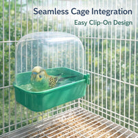 Bird Bath Tub for Cage Hanging, Spacious Bird Cage Shower Enclosure, Parrot Bath #variant:Open Top
