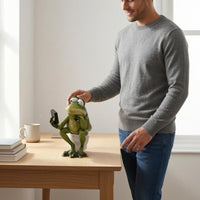 Frog on Toilet Figurine Smartphone Toilet Frog Figurine Gold-Tipped Table Ornament for Tabletop