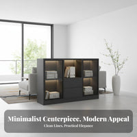 Glass Door Office Sideboard Multiple Compartments Filing Cabinet Adjustable Shelves Minimalist and Design for Reception Area