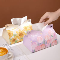 Ins Light Luxury Leather Tissue Box for Living Room, Desktop, Car, with Printed Design