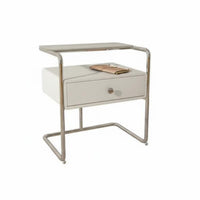 Light Luxury Aesthetic Metal Frame End Table Modern Minimalist Design Accessible-Shelf Side Table Versatile Nightstand Sturdy Structure for Homeowners, Apartment Dwellers, Students, Bedroom, Guest Room, Entryway, Office