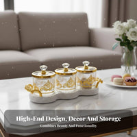Elegant Design European Design Snack Container Set Brilliant Luster Decorative Candy Jar Set Dustproof Lids for Kitchen, Coffee Table