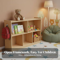 Montessori Shelf Child-Safe Height 5-Section Cubby Shelf Configurable Design Sturdy Construction for Toddlers, Playroom