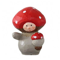 Wooden Toadstool Figurine Tabletop Toadstool Character Ornament Intricate