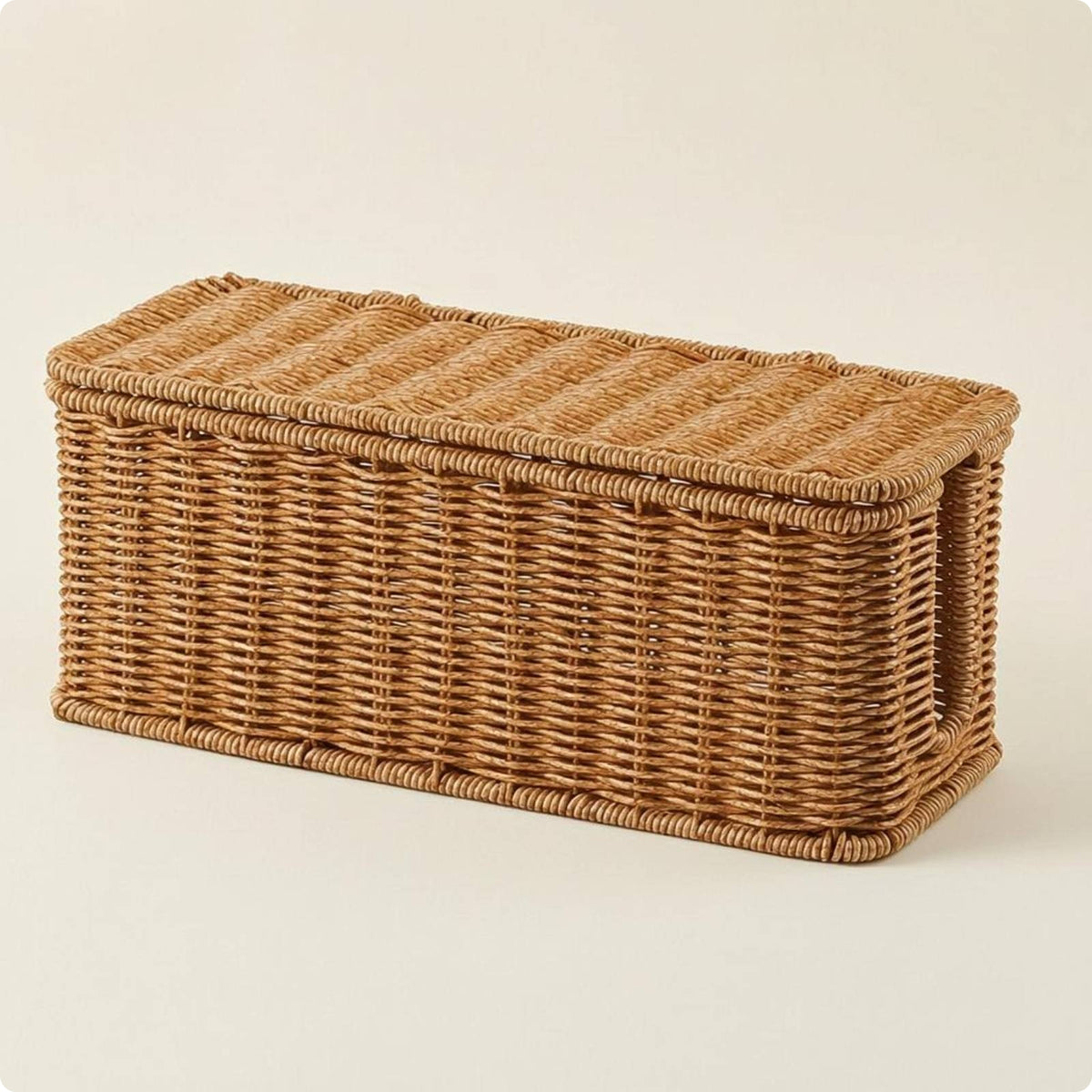 Rattan-Cord-Hider Box Desktop Lidded Cable Box Decorative Handwoven Cord Hider