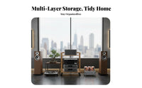 Mobile Design Multi-Tier Audio Equipment Stand Sturdy Structure Floor Standing Stereo Component Shelf Stable Construction Stereo Component Rack Heavy Duty for Audiophiles, Living Room