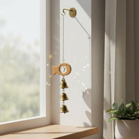 2 Pieces Wood Crystal Bell Ornament Gift Idea Wooden Bird Wind Chime Sun Catcher