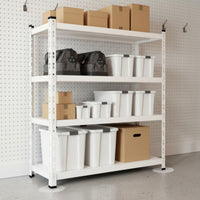 Heavy-Duty Multi-Tier Utility Shelf Large Capacity Adjustable Metal Storage Rack Tool-Effortless Assembly Freestanding Organizer Rack Carbon Steel Construction for Warehouse, Kitchen, Balcony, Laundry Room