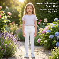 Girls Leggings with Exceptionally Thin Breathable Modal Viscose Fiber for Summer Wear, Kids Sports Pants with Sun Protection for Outdoor Activities