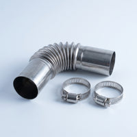 Metal Exhaust Tube Connector with Clamps Ribbed Exhaust Connector with Clamps 27mm Stable for Parking Heater