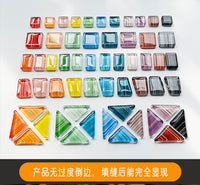 200g Hand-Painted Mosaic DIY Material Striped Irregular Multicolor Crystal Glass Stones