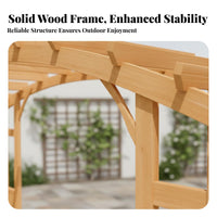 Curved Roof Grape Trellis Anti Wood Wooden Pavilion Weather-Resistant Courtyard Rain Shelter for Garden Enthusiasts, Rooftop, Backyard, Deck