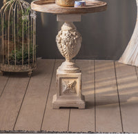 Vintage Round Side Table Distressed French Style Side Raised Edge Table rims Home Furniture