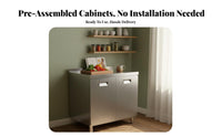 Rustproof Stainless Steel Kitchen Cabinet Easy to Clean Freestanding Kitchen Base Cabinet Waterproof Metal Storage Cupboard Scratch Resistant for Apartment Dwellers, Homeowners, Families, Utility Room, Garage