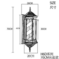 Wall-Mounted LED Barber Pole Light, 70cm, US Plug