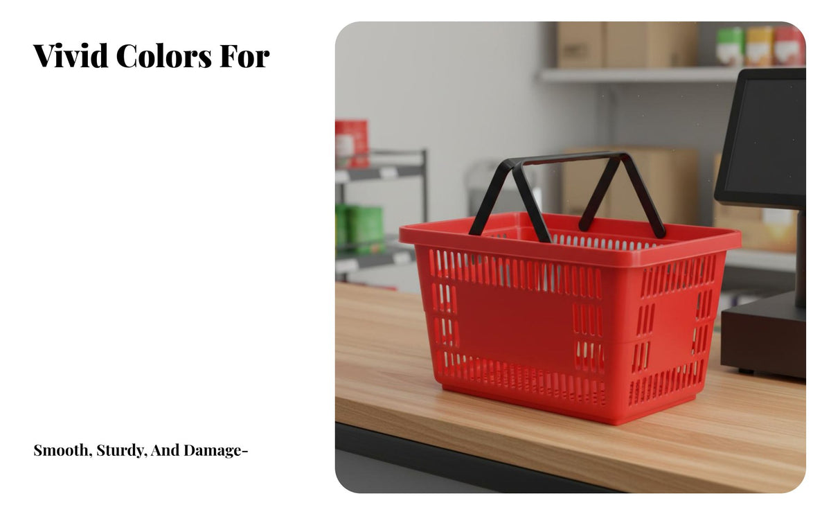 Shopping Basket Lightweight Supermarket Hand Basket Large Capacity Retail Equipment for Shoppers, Store Owners, Snack Shop, Dormitory, Kitchen