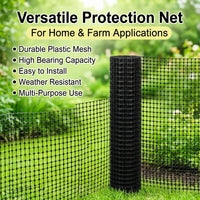 Black Garden Netting for Poultry, Heavy Duty Garden Fence for Chickens Synthetic Polymer Fencing