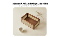Wood Frame Woven container Japanese and design Wood Frame Woven Crate Handwoven adaptable for Office Workers, Students, Bathroom