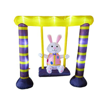 Cross-border Easter Inflatable Rabbit on Swing with LED Light for Outdoor Yard Party Decoration, AU Plug