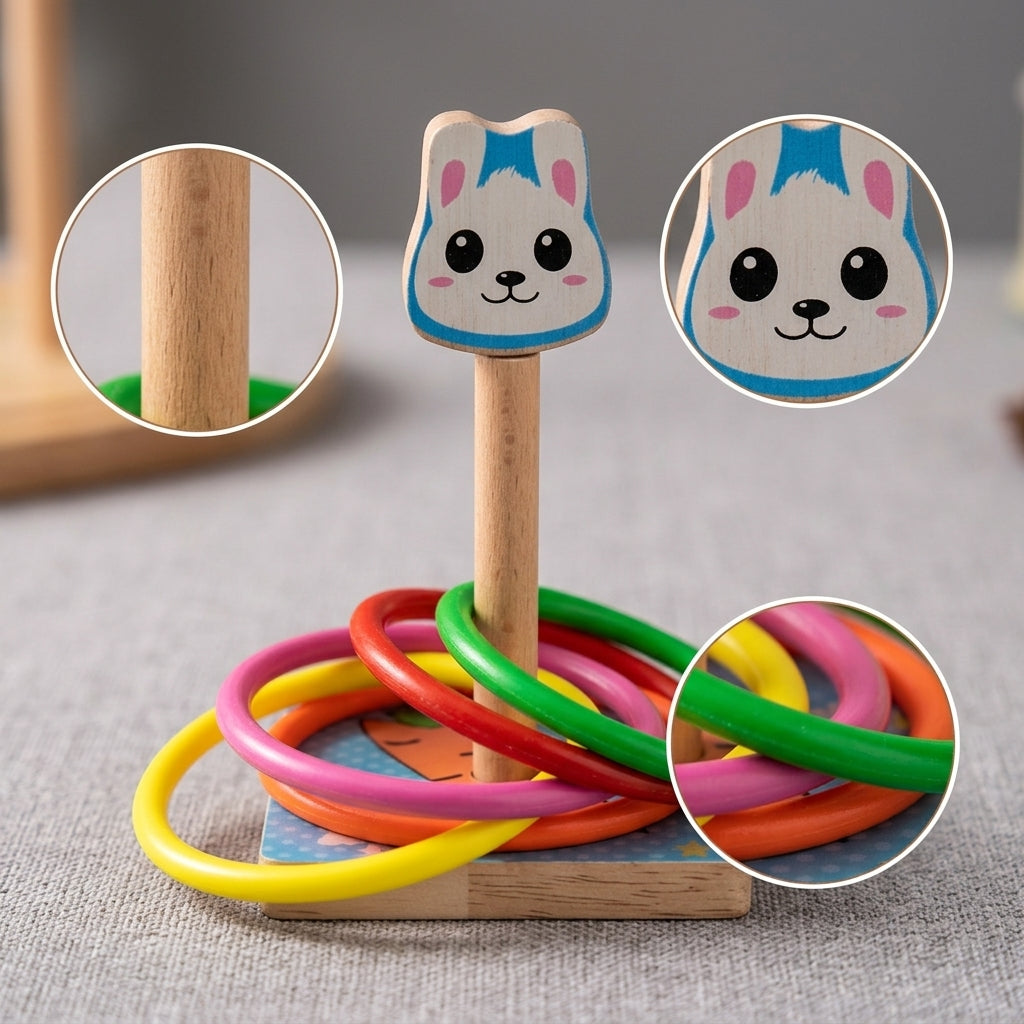 Kids Ring Toss Game Set Outdoor Educational Toy for Parent-Child Interaction