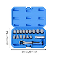 17 Pieces Pass Through Socket Set Reversible Go-Through Socket Set Quick Release for Car Repair Workers, Garage