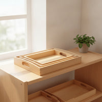 3 Pieces Educational Tray with Handles Stackable Tray with Handles