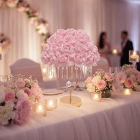 Rose Lamp with Crystal Strands Romantic Heart Lamp with Crystal Pendant Warm Glow Floral for Girls, Bedroom, Nightstand