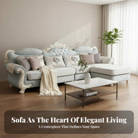 Corner Sofa with Chaise European design L-Shaped Chaise Lounge Removable and cleanable slipcovers Living Room Furniture for Families, Homeowners, Home