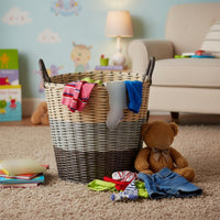 Imitation Rattan Laundry Basket Multi-Purpose Woven Plastic Storage Bin