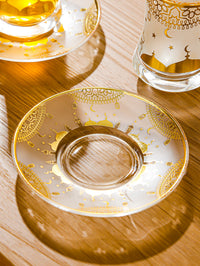 Foil Embossed Glass Coffee Cup with Lid (6-Piece Set)