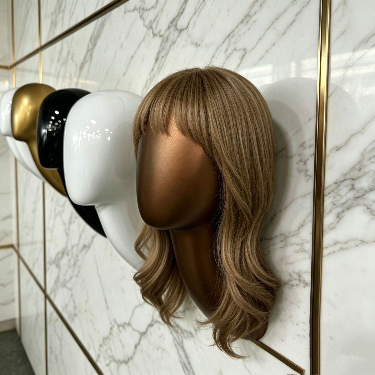 Wall-Mounted Bronze Mannequin Head Display Stand for Hats and Wigs