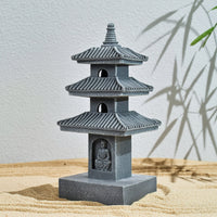 Pagoda Statue with Lantern Compact Three-Tier Pagoda Outdoor for Gardeners