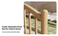 Solid Wood Bed Modern Minimalist Design Traditional Spindle Design Bed Sturdy Construction for Couples, Homeowners, Homestay, Guest Room, Apartment