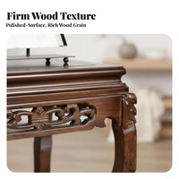 Wooden Display Pedestal Multi-Purpose Carved Rectangular Pedestal Traditional design Oriental Design for Entryway, surface Decor