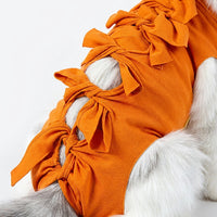 Cat Recovery Suit with Tie-Back Closure, Printed Polyester Spay and Neuter Recovery Suit, Short-Sleeve Weaning Suit for Post Operative Care