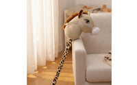 Stuffed Hobby Horse with Leopard-Print Shaft Soft Soft Horse Head Stick Toy Lightweight for Toddlers