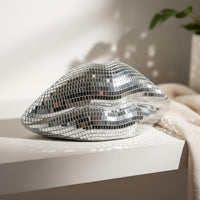 Mirror Lips Sculpture Glossy Finish Mosaic Mouth Decor Curved Contours
