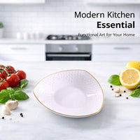 Gold Trimmed Ceramic Triangle Plate, Bone China