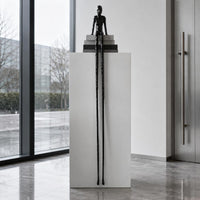 Abstract Human Sculpture Indoor Ornament Black Iron Statue Modern Seated Figure Large Size Home Decor Easy to Clean for Showroom