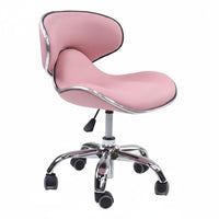 Padded Technician Chair with Wheels Low Back Support Rolling Salon Chair Silver Metal Base Ergonomic Vanity Stool for Nail Technicians, Artists