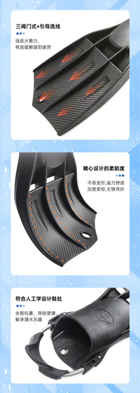 Professional Scuba Diving Fins with Adjustable Spring Straps