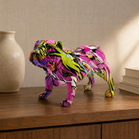Colorful Canine Figurine Modern Art Graffiti Canine Statue Detailed Craftsmanship Home Decor Item for Beverage Cabinet