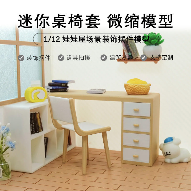 Dollhouse Miniature Furniture Table and Chair Set